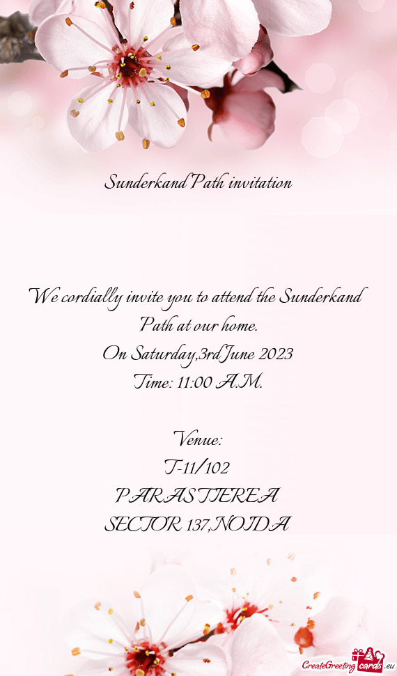 We cordially invite you to attend the Sunderkand Path at our home