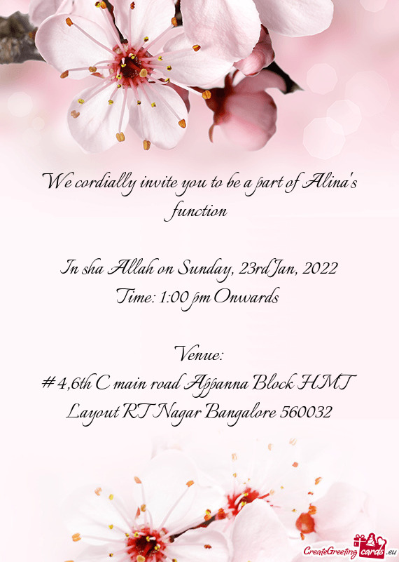 We cordially invite you to be a part of Alina