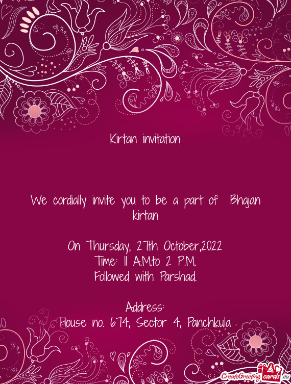 We cordially invite you to be a part of Bhajan kirtan