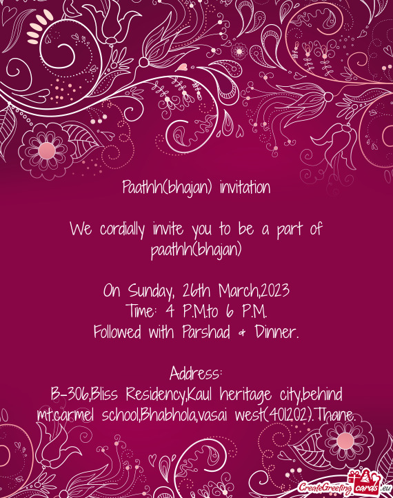 We cordially invite you to be a part of paathh(bhajan)