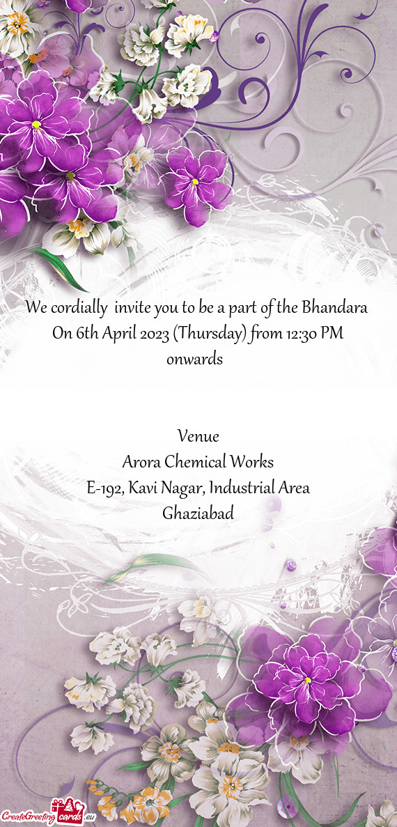 We cordially invite you to be a part of the Bhandara