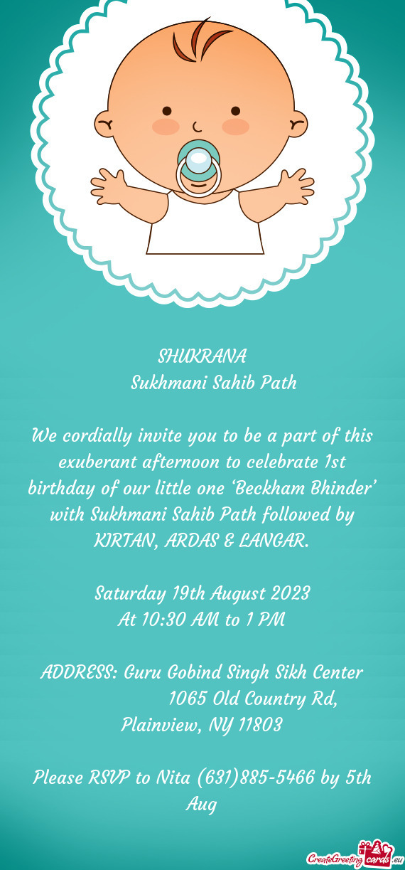 We cordially invite you to be a part of this exuberant afternoon to celebrate 1st birthday of our li