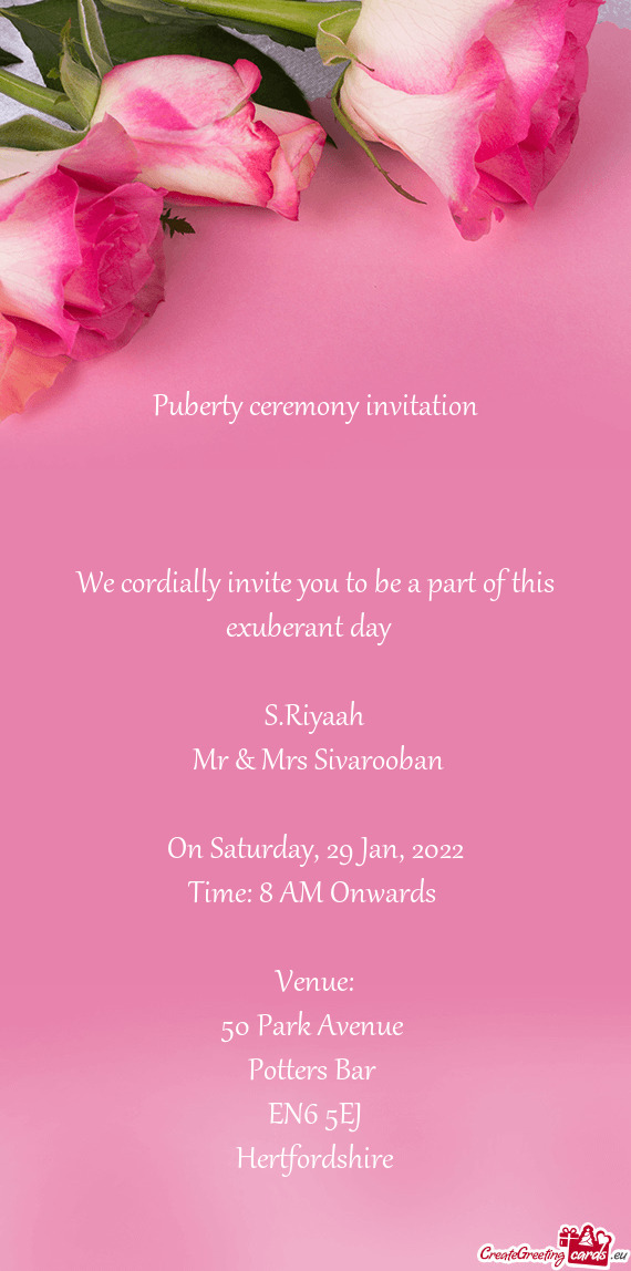 We cordially invite you to be a part of this exuberant day