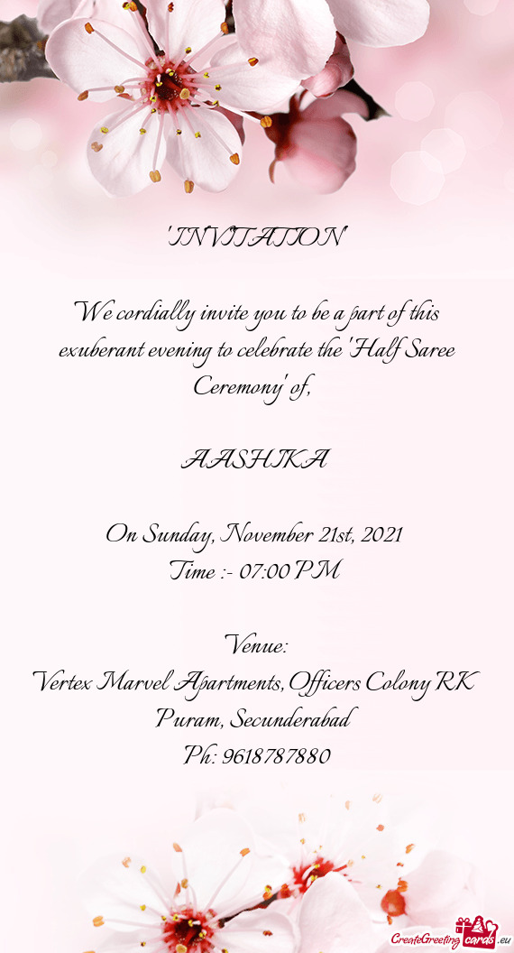 We cordially invite you to be a part of this exuberant evening to celebrate the 
