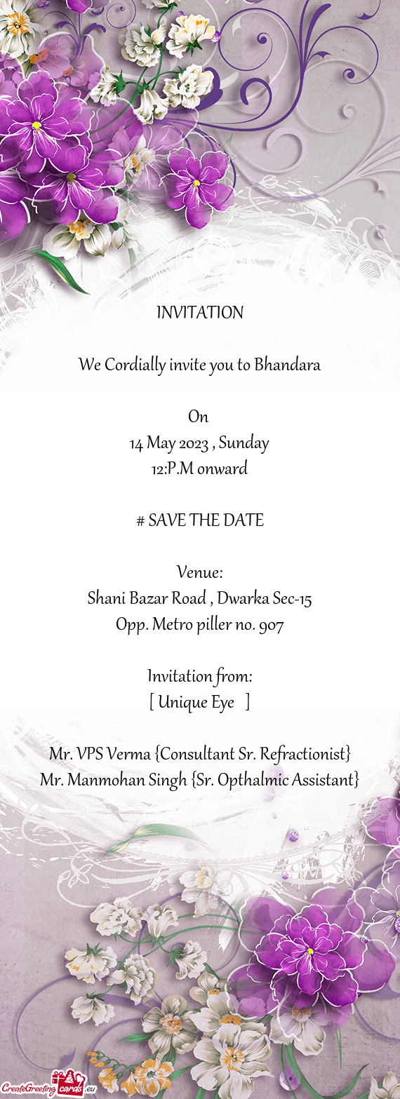 We Cordially invite you to Bhandara