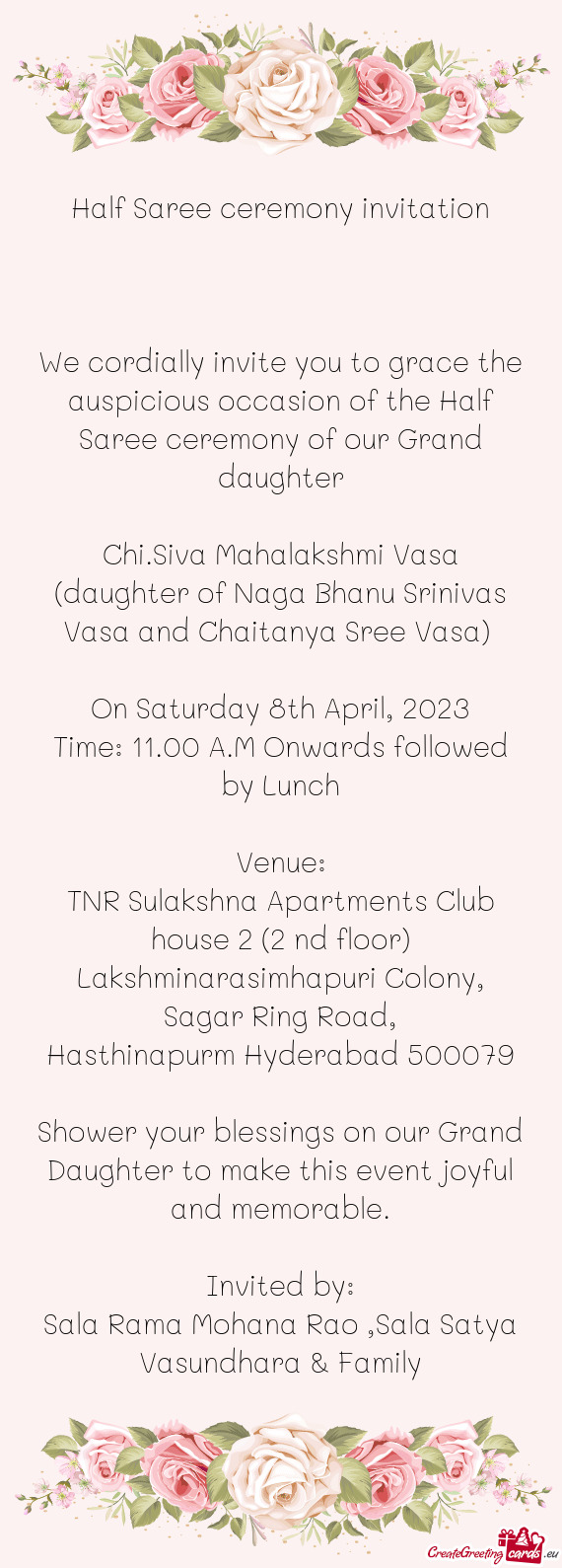 We cordially invite you to grace the auspicious occasion of the Half ...