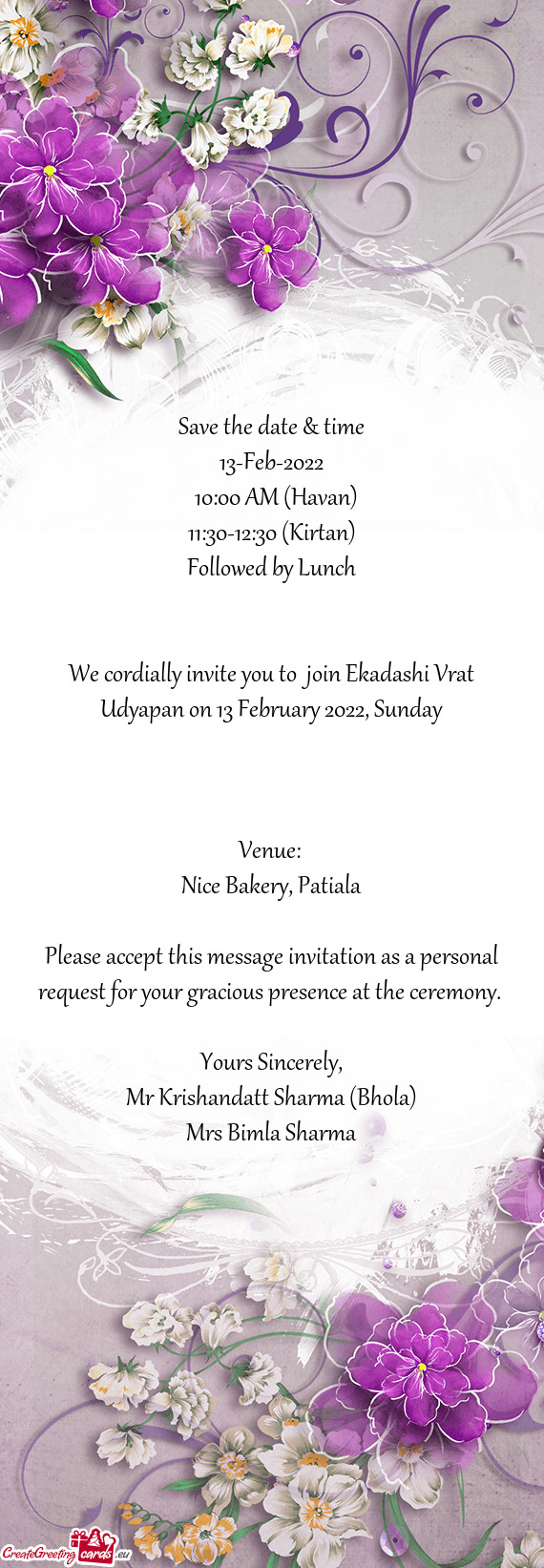 We cordially invite you to join Ekadashi Vrat Udyapan on 13 February 2022, Sunday