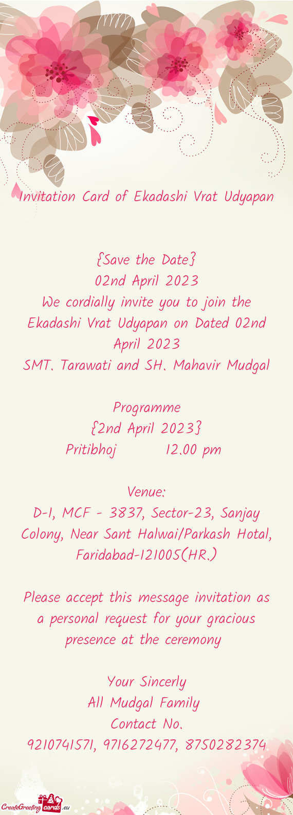We cordially invite you to join the Ekadashi Vrat Udyapan on Dated 02nd April 2023