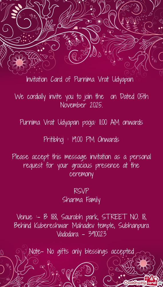 We cordially invite you to join the on Dated 05th November 2025