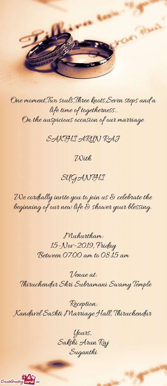 We cordially invite you to join us & celebrate the beginning of our new life & shower your blessing
