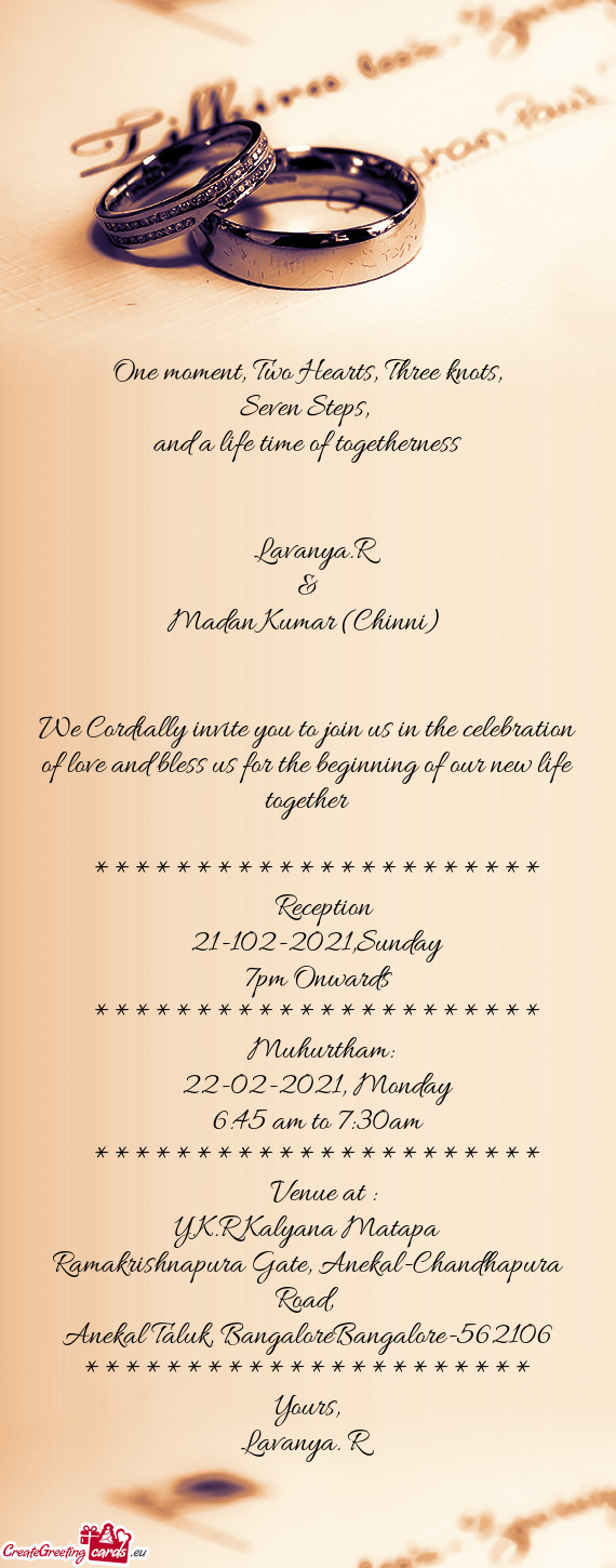 We Cordially invite you to join us in the celebration of love and bless us for the beginning of our
