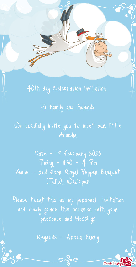 We cordially invite you to meet our little Anaisha