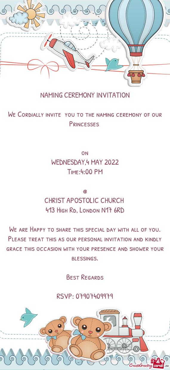 We Cordially invite you to the naming ceremony of our Princesses