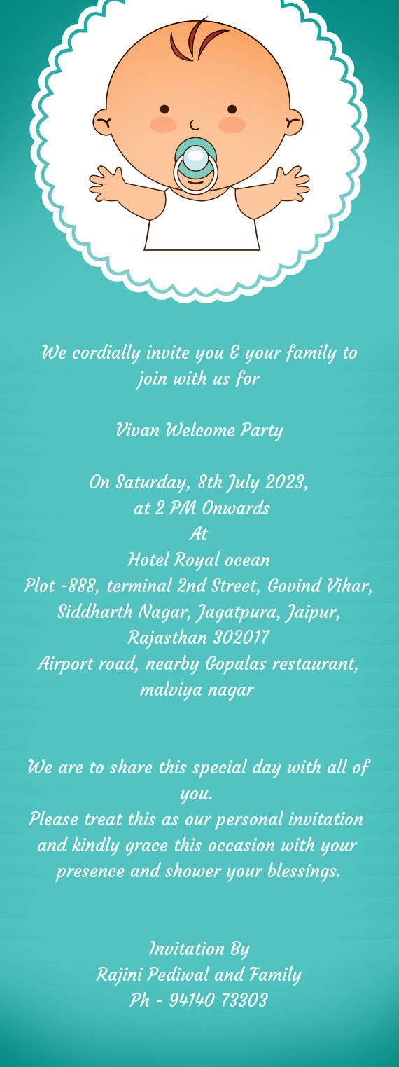 We cordially invite you & your family to join with us for