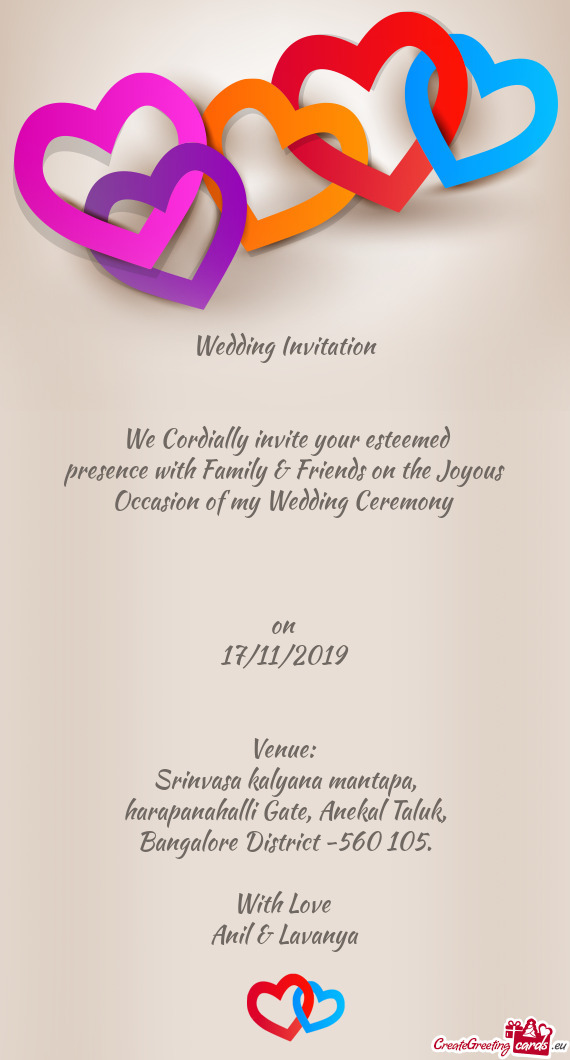 We Cordially invite your esteemed