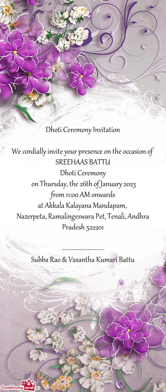 We cordially invite your presence on the occasion of