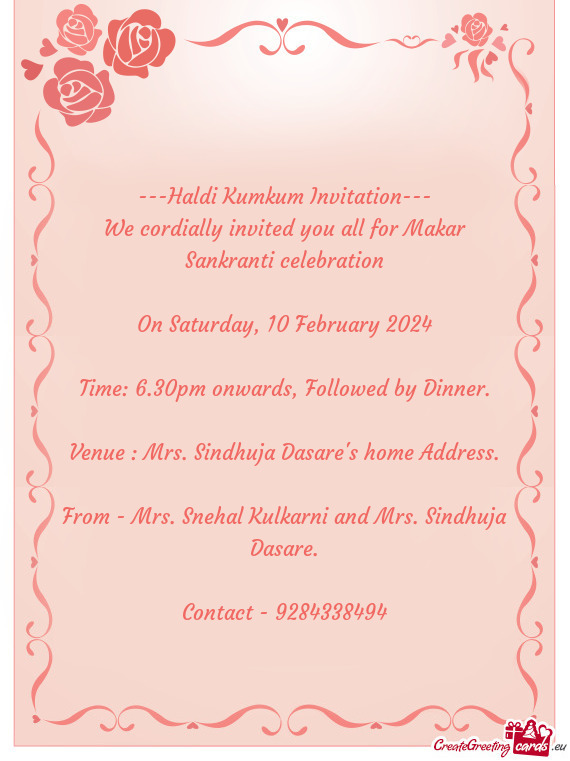 We cordially invited you all for Makar Sankranti celebration