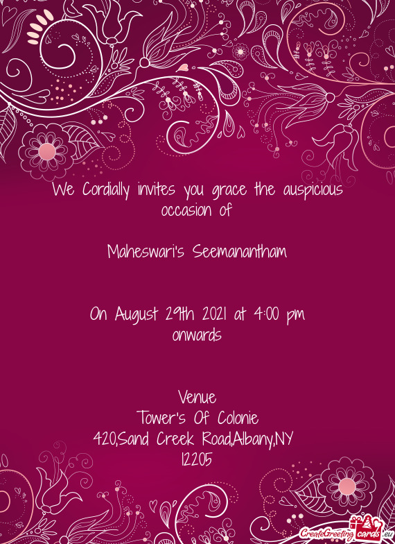 We Cordially invites you grace the auspicious occasion of
