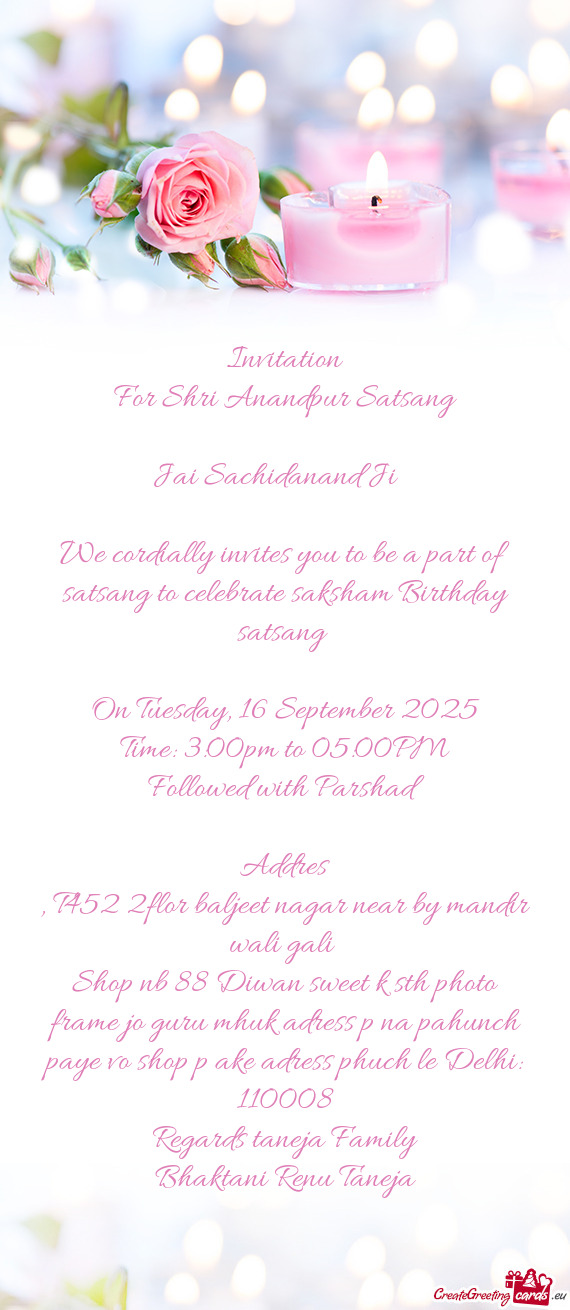 We cordially invites you to be a part of satsang to celebrate saksham Birthday satsang