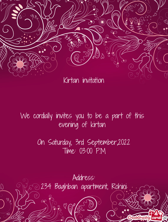 We cordially invites you to be a part of this evening of kirtan