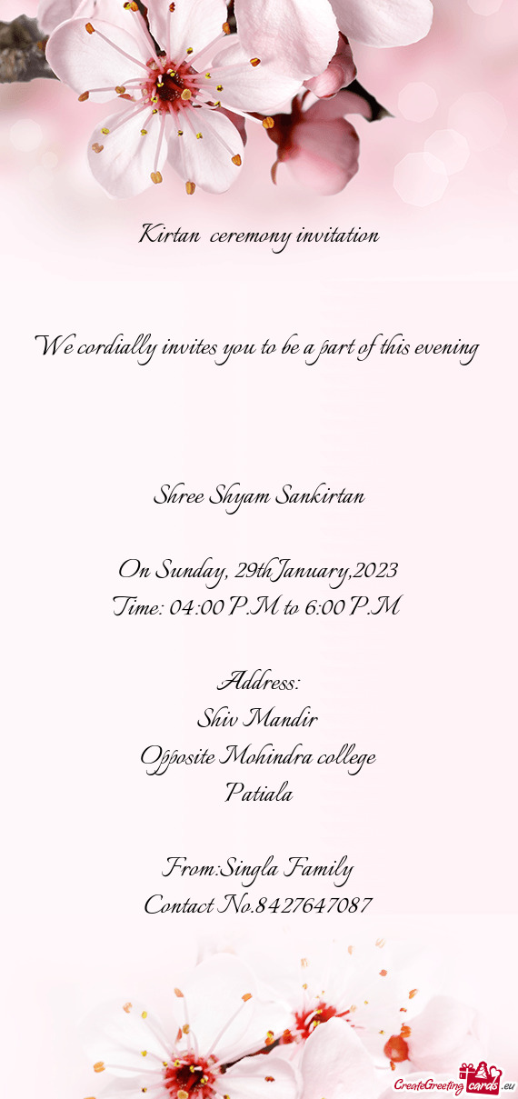 We cordially invites you to be a part of this evening