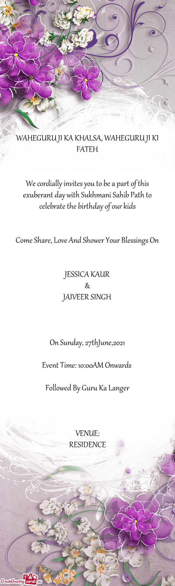 We cordially invites you to be a part of this exuberant day with Sukhmani Sahib Path to celebrate th