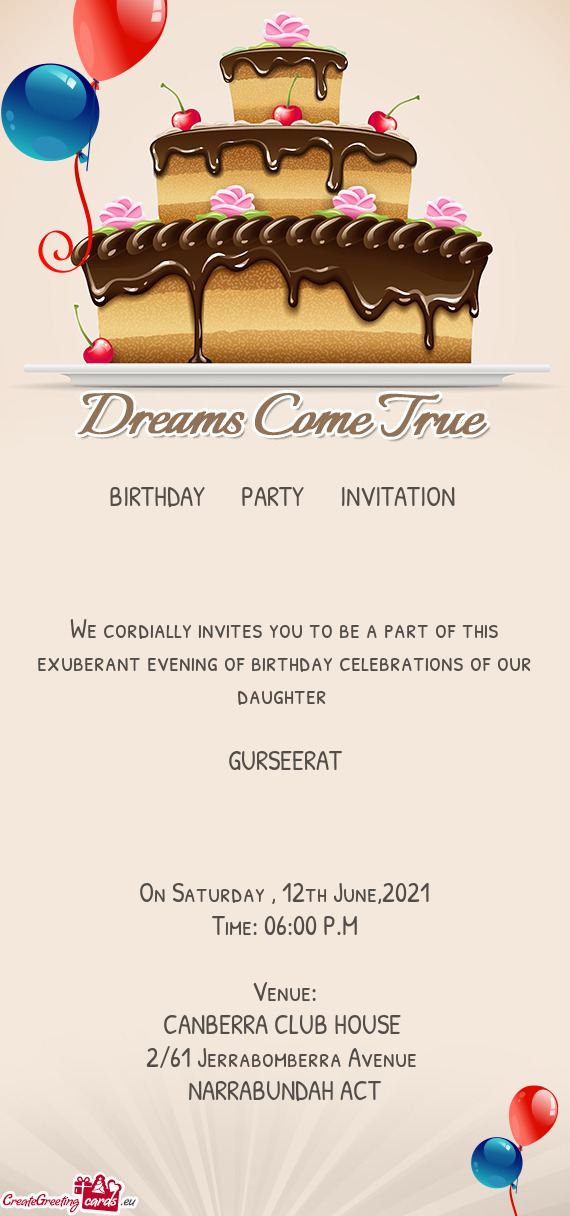 We cordially invites you to be a part of this exuberant evening of birthday celebrations of our daug