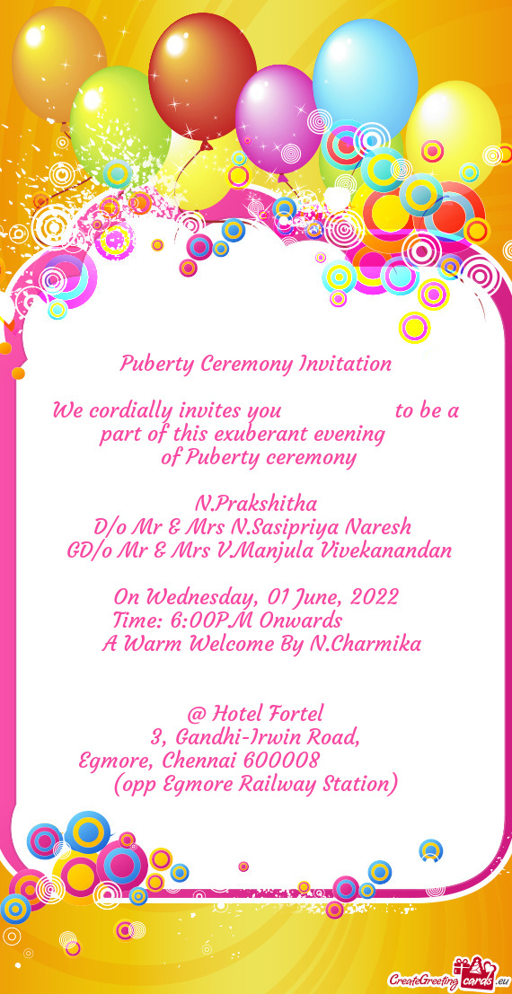 We cordially invites you     to be a part of this exuberant evening