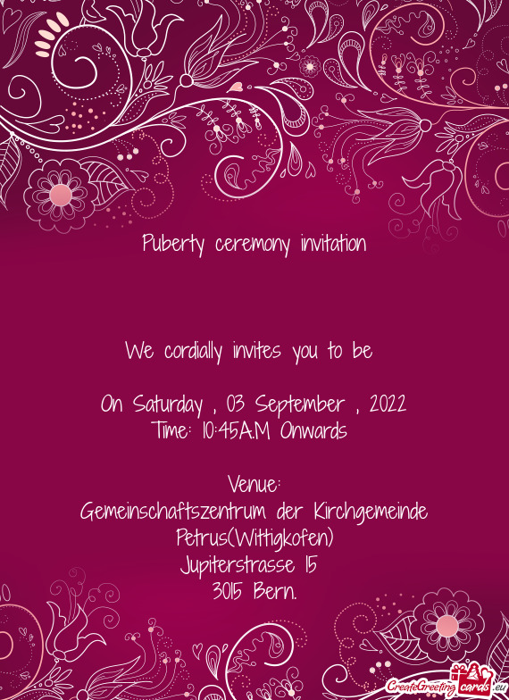 We cordially invites you to be