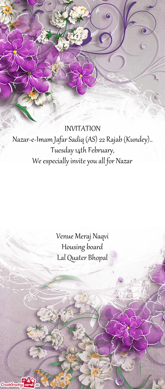 We especially invite you all for Nazar