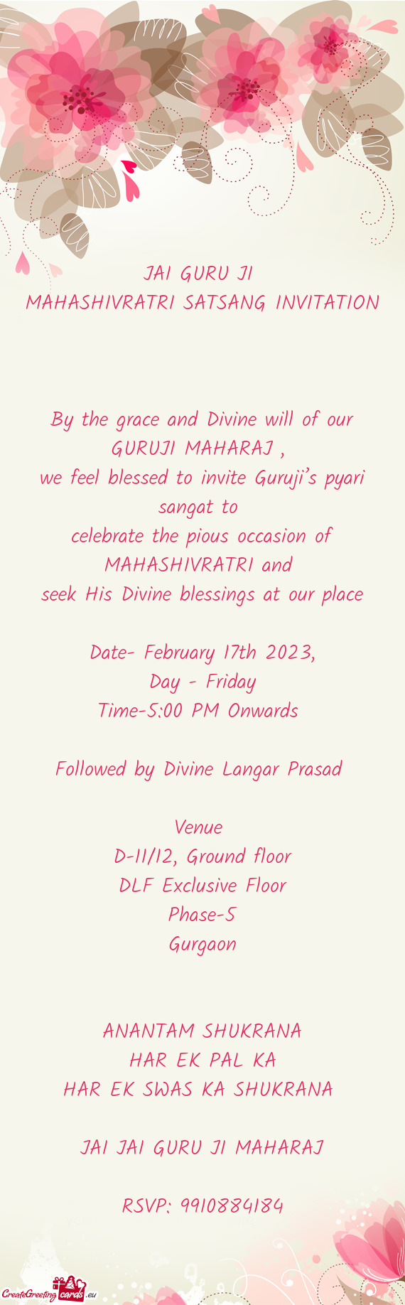 We feel blessed to invite Guruji’s pyari sangat to