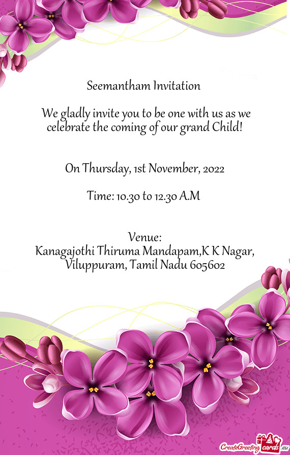 We gladly invite you to be one with us as we celebrate the coming of our grand Child