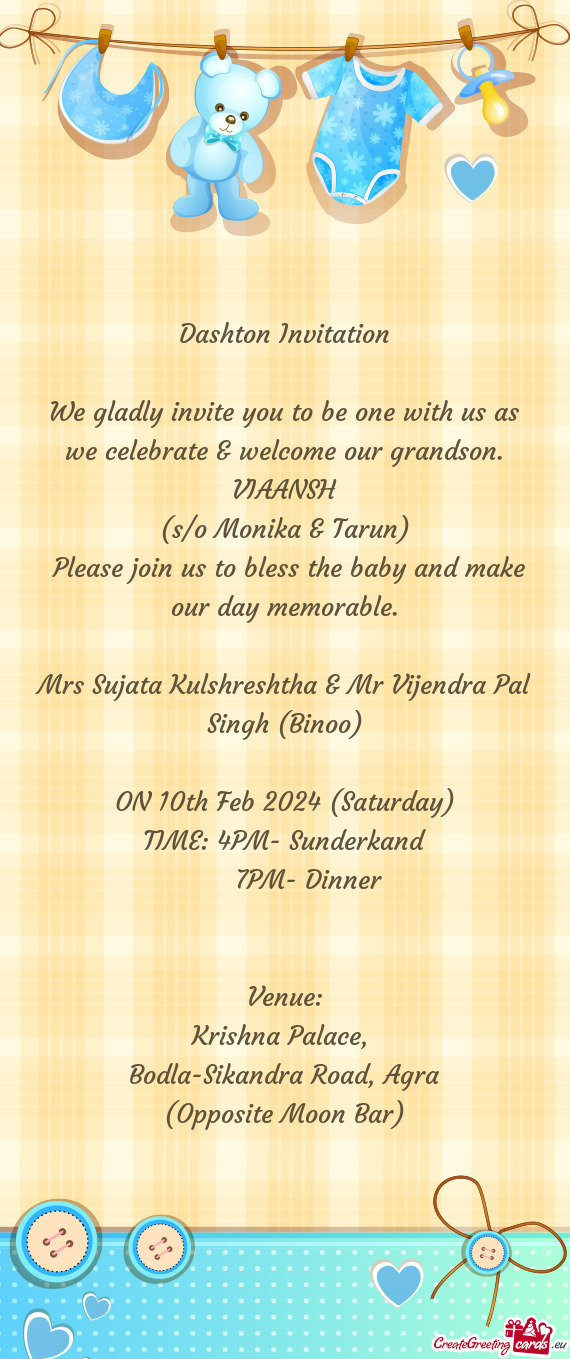 We gladly invite you to be one with us as we celebrate & welcome our grandson
