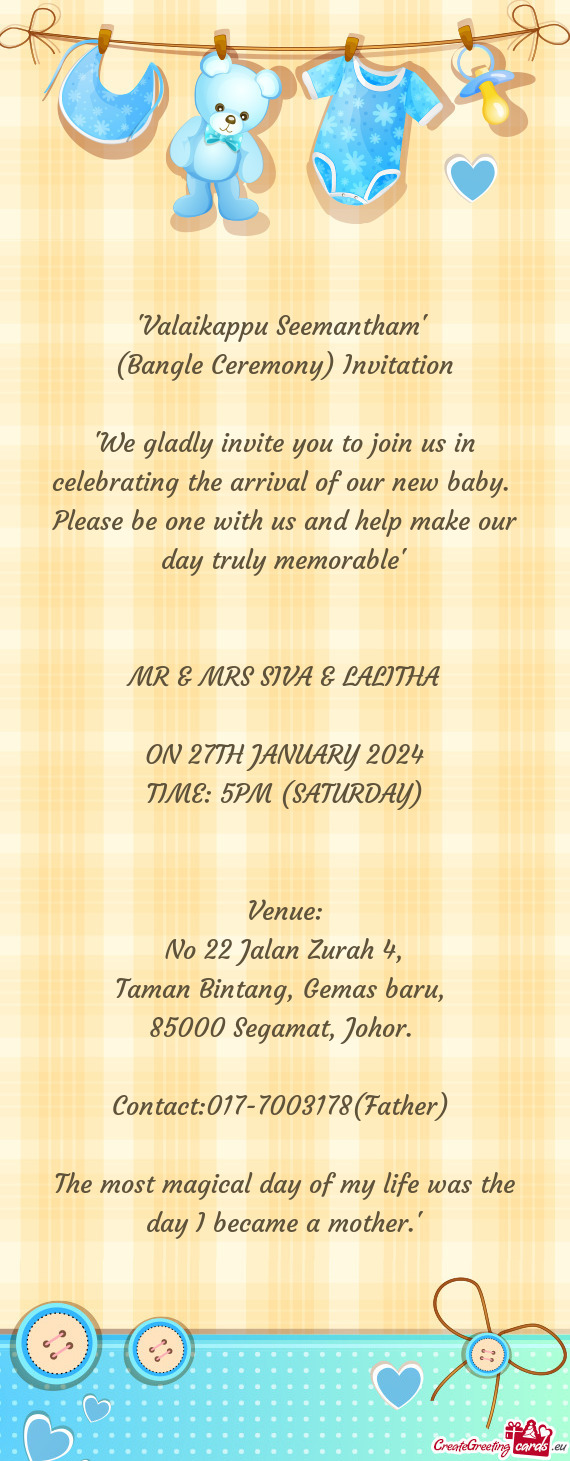 "We gladly invite you to join us in celebrating the arrival of our new baby