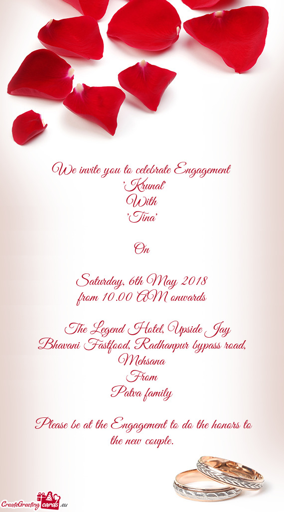 We invite you to celebrate Engagement