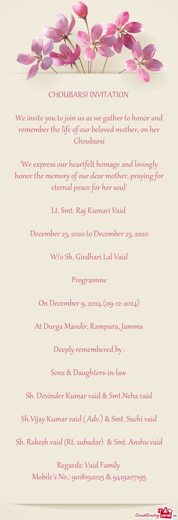 We invite you to join us as we gather to honor and remember the life of our beloved mother, on her C