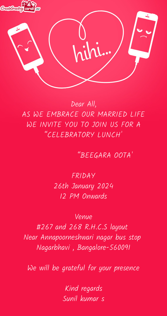 WE INVITE YOU TO JOIN US FOR A “CELEBRATORY LUNCH”