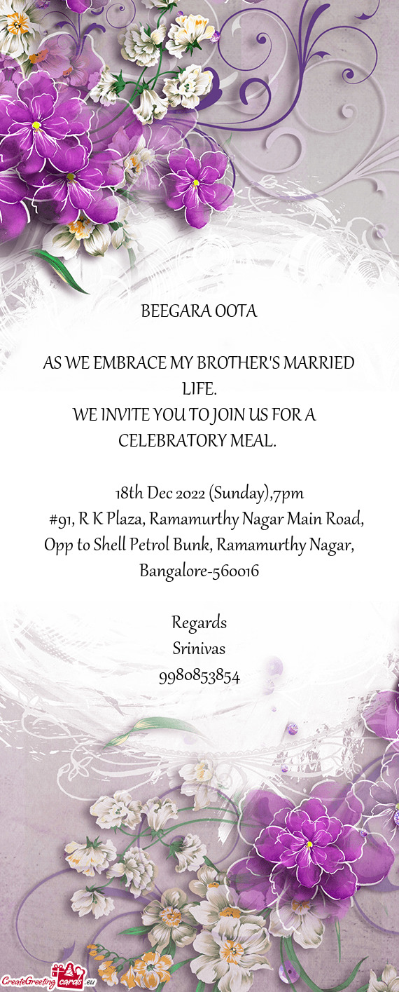 WE INVITE YOU TO JOIN US FOR A CELEBRATORY MEAL