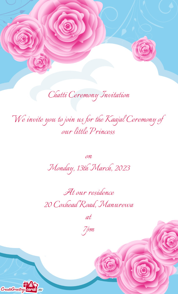 We invite you to join us for the Kaajal Ceremony of our little Princess