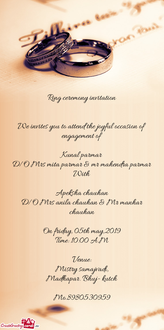 We invites you to attend the joyful occasion of engagement of