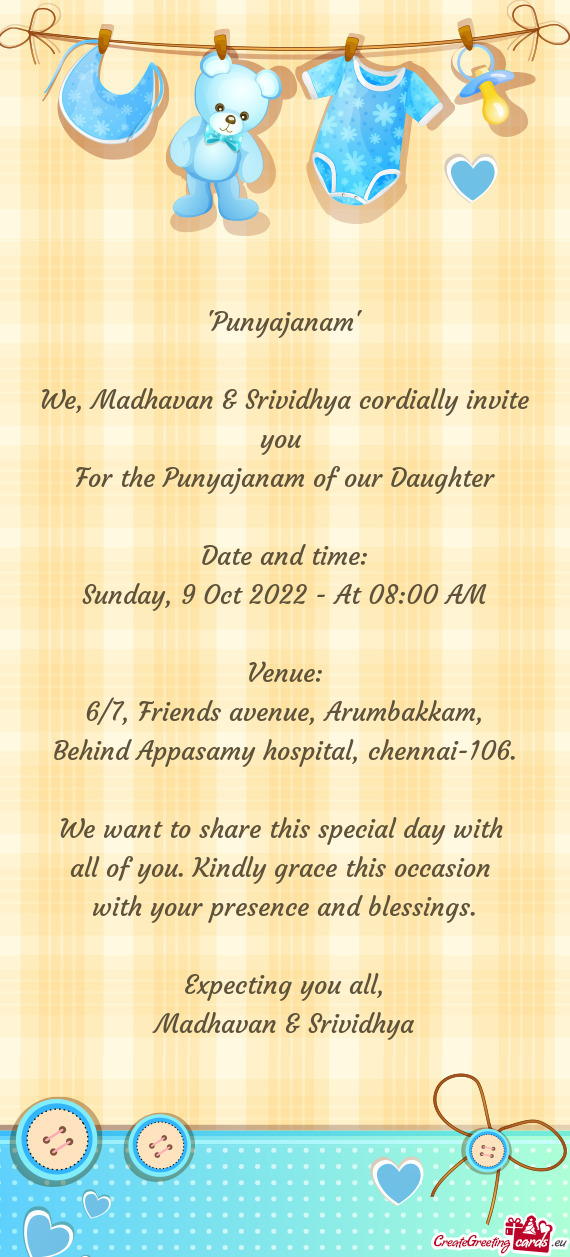 We, Madhavan & Srividhya cordially invite you