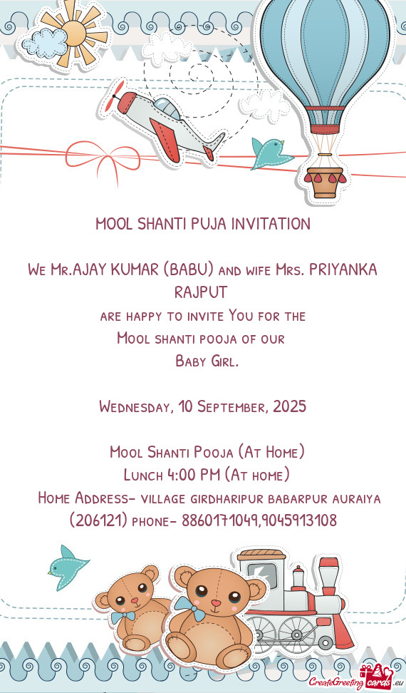 We Mr.AJAY KUMAR (BABU) and wife Mrs. PRIYANKA RAJPUT