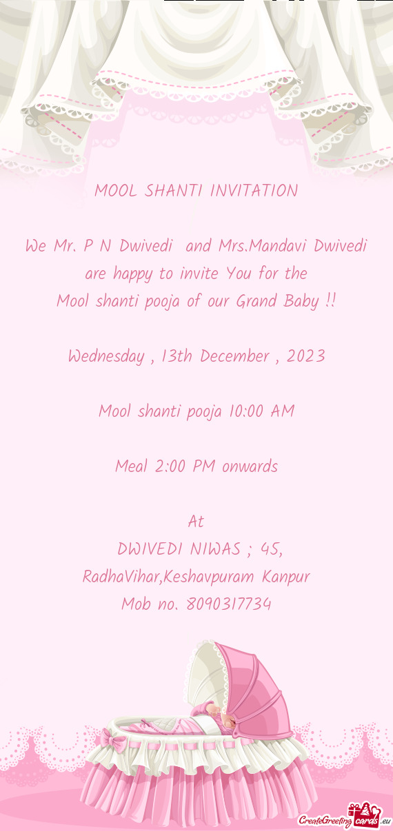 We Mr. P N Dwivedi and Mrs.Mandavi Dwivedi