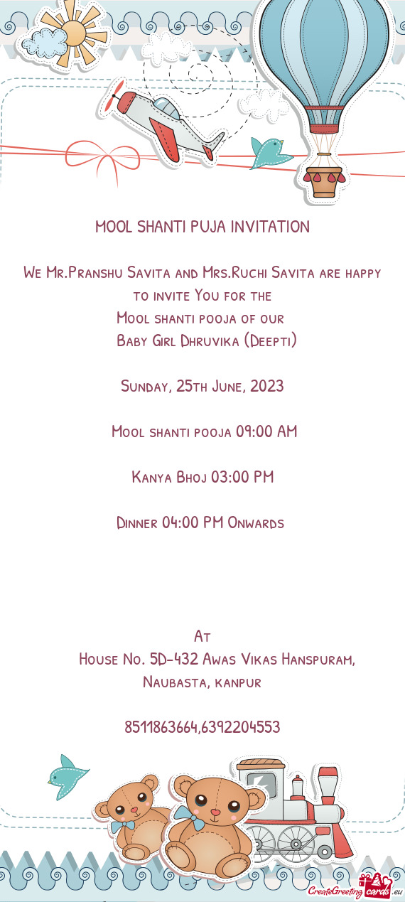 We Mr.Pranshu Savita and Mrs.Ruchi Savita are happy to invite You for the