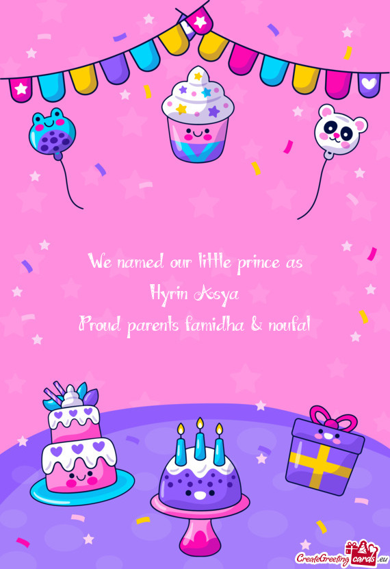 We named our little prince as Hyrin Asya Proud parents famidha & noufal