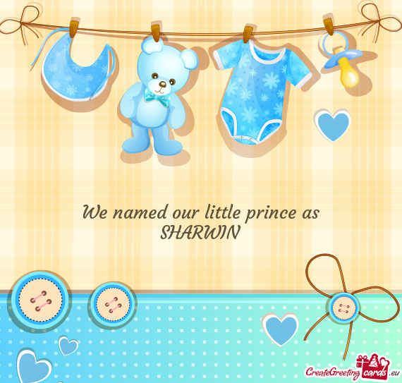 We named our little prince as
 SHARWIN