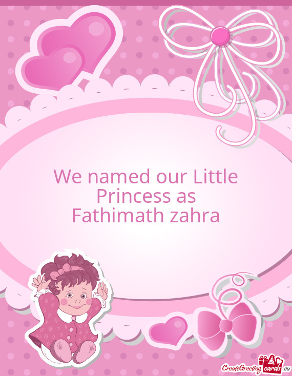 We named our Little Princess as
 Fathimath zahra