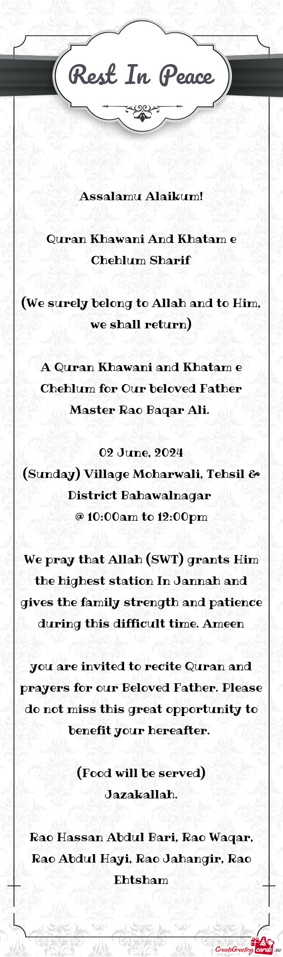 We pray that Allah (SWT) grants Him the highest station In Jannah and gives the family strength and