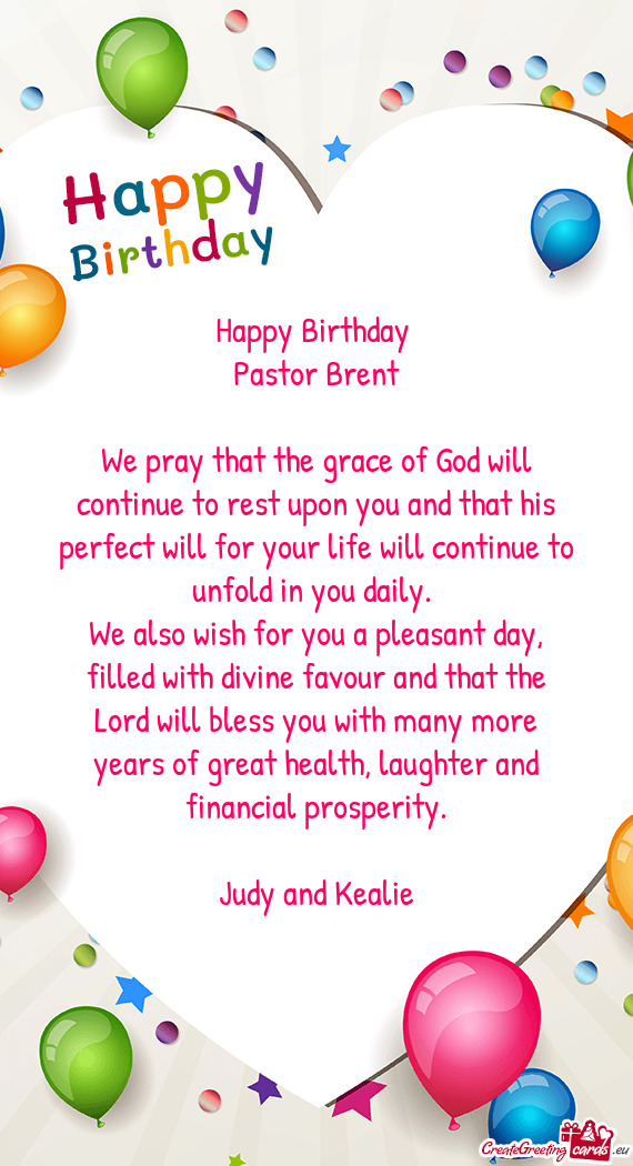 We Pray That The Grace Of God Will Continue To Rest Upon You And That His Perfect Will For Your Life Free Cards