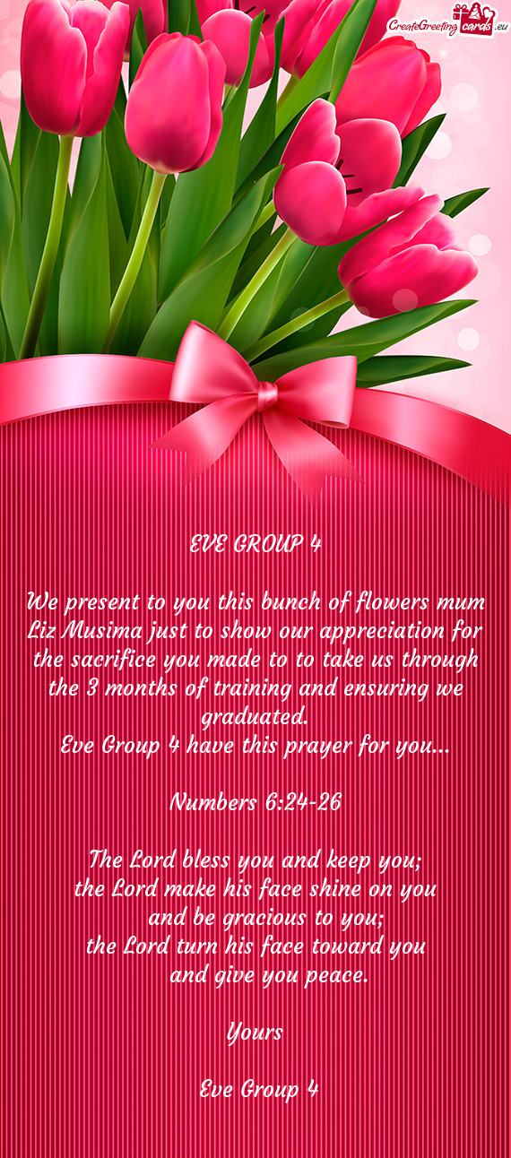 We present to you this bunch of flowers mum Liz Musima just to show our appreciation for the sacrifi